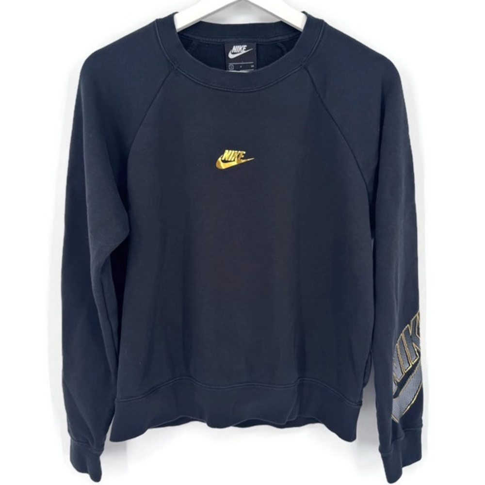 Nike Black Fleece‎ Crewneck Sweatshirt Gold Logo Small
